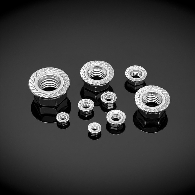 DIN 6923 ruostumattomasta teräksestä valmistetut kuusiolaippamutterit DIN 6923 ruostumattomasta teräksestä valmistetut kuusiolaippamutterit