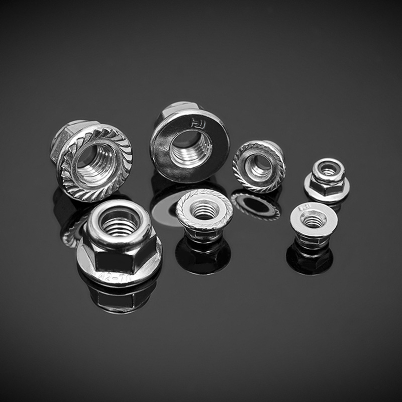 DIN6927 ruostumattomasta teräksestä ei-metalliset laippalukkomutterit DIN6927 ruostumattomasta teräksestä ei-metalliset laippalukkomutterit